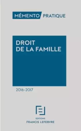 Couverture du produit · MEMENTO DROIT DE LA FAMILLE 2016-2017