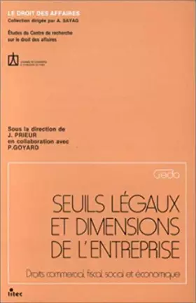 Couverture du produit · Seuils légaux et dimensions de l'entreprise. Droits commercial, fiscal, social et économique