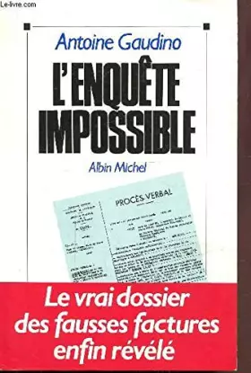 Couverture du produit · L'enquete impossible.