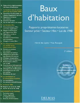 Couverture du produit · Baux d'habitation : Rapports propriétaires-locataires, secteur privé, secteur HLM, loi de 1948