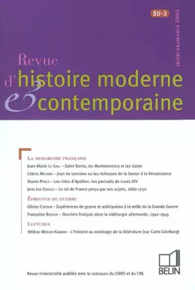 Couverture du produit · RHMC 50-3: juillet-septembre 2003 50-3