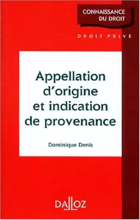 Couverture du produit · Appellation d'origine et indication de provenance