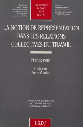 Couverture du produit · La notion de représentation dans les relations collectives du travail