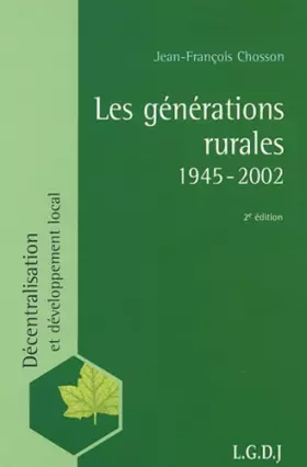 Couverture du produit · Les générations du développement rural
