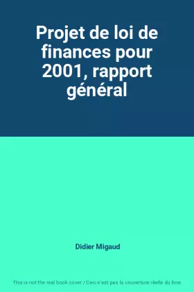 Couverture du produit · Projet de loi de finances pour 2001, rapport général