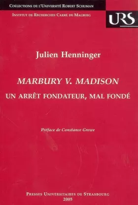 Couverture du produit · Marbury V. Madison : Un arrêt fondateur, mal fondé