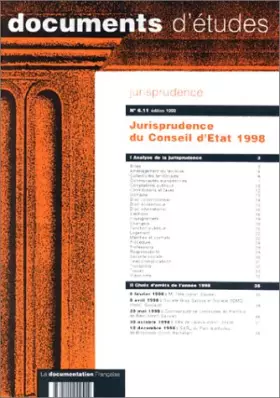 Couverture du produit · JURISPRUDENCE DU CONSEIL D'ETAT 1998
