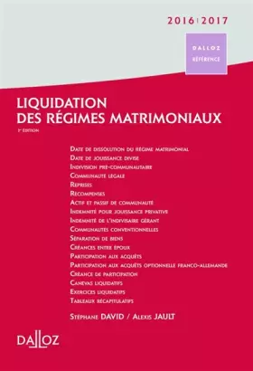 Couverture du produit · Liquidation des régimes matrimoniaux 2016-2017