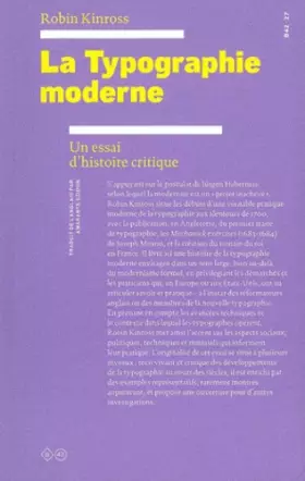 Couverture du produit · La Typographie moderne: Un essai d'histoire critique