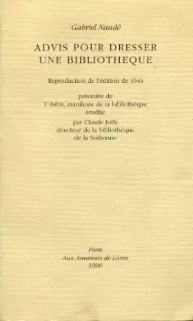 Couverture du produit · Advis pour dresser une bibliothèque