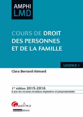 Couverture du produit · Cours de Droit des personnes et de la famille 2015-2016