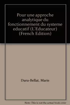 Couverture du produit · Pour une approche analytique du fonctionnement du système éducatif