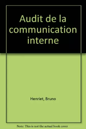 Couverture du produit · Audit de la communication interne
