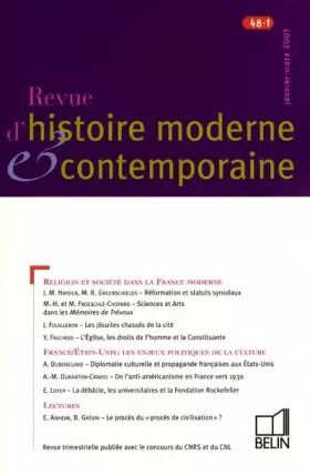 Couverture du produit · Revue d'histoire moderne et contemporaine, tome 48 - n°1 jan/mars 2001