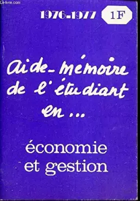 Couverture du produit · Aide-mémoire de l'étudiant en … économie et gestion