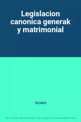 Couverture du produit · Legislacion canonica generak y matrimonial