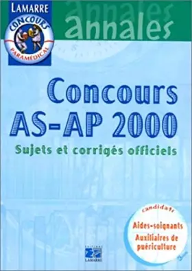 Couverture du produit · Concours As/Ap, 2000 : sujets officiels corrigés