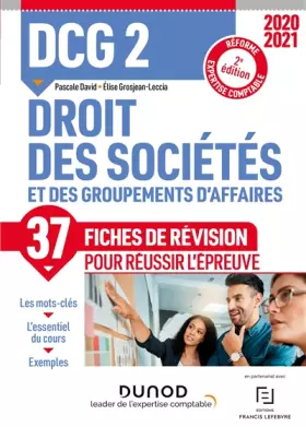 Couverture du produit · DCG 2 Droit des sociétés et des groupements d'affaires - Fiches de révision - 2021: Réforme Expertise comptable (2020-2021)