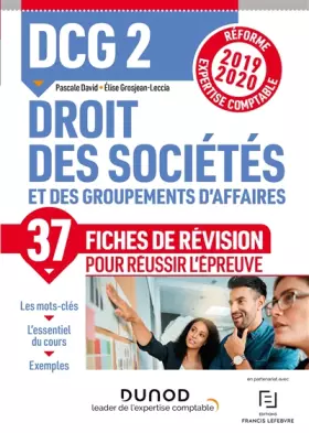 Couverture du produit · DCG 2 Droit des sociétés et des groupements d'affaires - Fiches de révision - Réforme 2019-2020: Réforme Expertise comptable 20