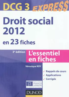 Couverture du produit · Droit social 2012 - DCG 3 - 3e édition - en 23 fiches