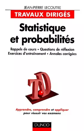 Couverture du produit · Statistique et probabilité : travaux dirigés