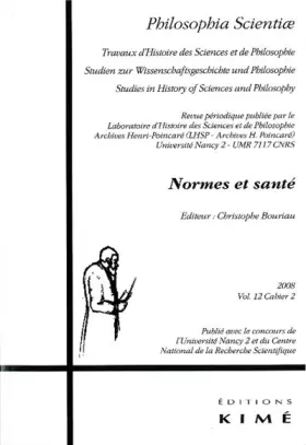 Couverture du produit · Philosophia Scientiae T. 12 / 2 2008: Normes et Sante