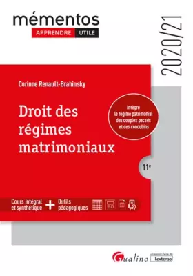Couverture du produit · Droit des régimes matrimoniaux: Cours intégral et synthétique - Outils pédagogiques - Intègre le régime patrimonial des couples