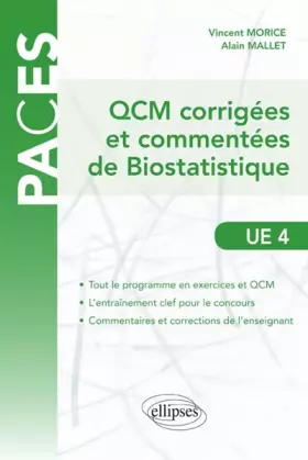 Couverture du produit · QCM Commentées et Corrigées de Biostatistique UE4