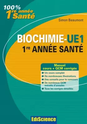 Couverture du produit · Biochimie-UE 1, 1re année Santé: Cours, QCM et exercices corrigés