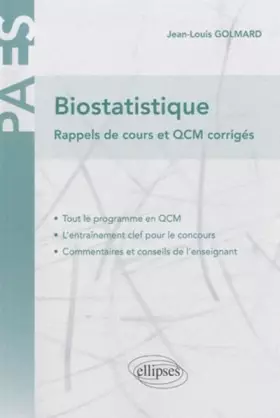 Couverture du produit · Biostatistiques rappels de cours & QCM : Corrigés