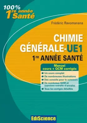 Couverture du produit · Chimie générale-UE 1, 1re année Santé - 2ème édition - Manuel, cours + QCM corrigés