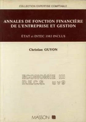 Couverture du produit · Annales de fonction financière de l'entreprise et gestion