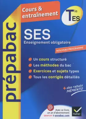Couverture du produit · SES TLe ES - Prépabac Cours & entraînement: Cours, méthodes et exercices - Terminale ES