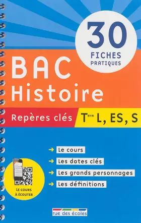 Couverture du produit · Bac histoire terminale L ES S: 30 fiches pratiques