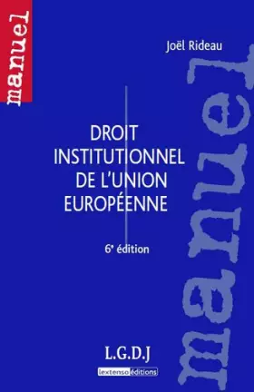 Couverture du produit · Droit institutionnel de l'Union européenne