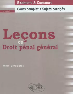 Couverture du produit · Leçons de Droit Pénal Général Cours Complet & Sujets Corrigés