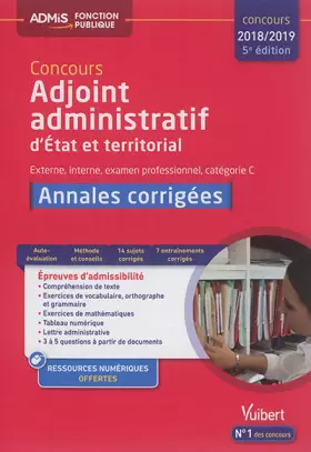 Couverture du produit · Concours adjoint administratif - Annales corrigées