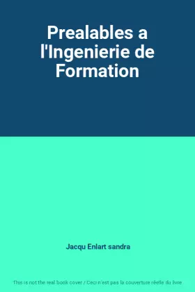 Couverture du produit · Prealables a l'Ingenierie de Formation