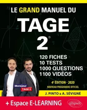 Couverture du produit · Le Grand Manuel du TAGE 2 – 10 tests blancs + 120 fiches de cours + 1000 vidéos – édition 2020