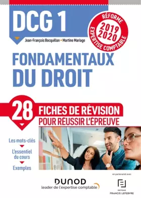 Couverture du produit · DCG 1 Fondamentaux du droit - Fiches de révision - Réforme 2019/2020: Réforme Expertise comptable 2019-2020