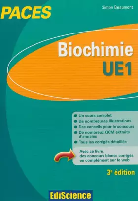 Couverture du produit · Biochimie-UE1 PACES - 3e éd.: Manuel, cours + QCM corrigés