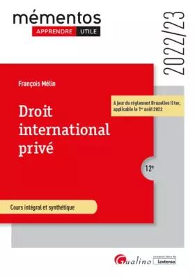 Couverture du produit · Droit international privé: À jour du règlement Bruxelles II ter, applicable le 1er août 2022