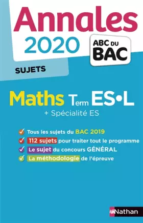 Couverture du produit · Annales ABC du Bac 2020 Maths Term ES-L