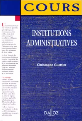 Couverture du produit · Institutions administratives, 1re édition (cours)