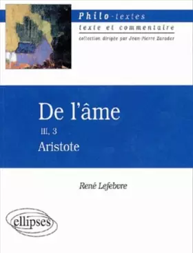 Couverture du produit · Aristote : De l'âme, III, 3