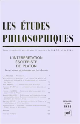 Couverture du produit · Etudes philosophiques, 1998, numéro 1
