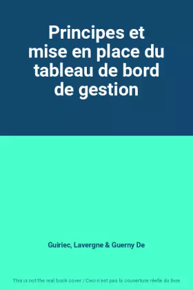 Couverture du produit · Principes et mise en place du tableau de bord de gestion