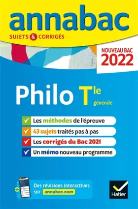 Couverture du produit · Annales du bac Annabac 2022 Philosophie Tle générale: méthodes & sujets corrigés nouveau bac