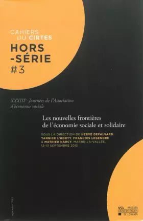 Couverture du produit · Les Nouvelles frontières de l'économie sociale et solidaire: XXXIIIes Journées de l'Association d'économie sociale
