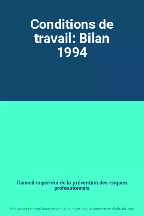 Couverture du produit · Conditions de travail: Bilan 1994